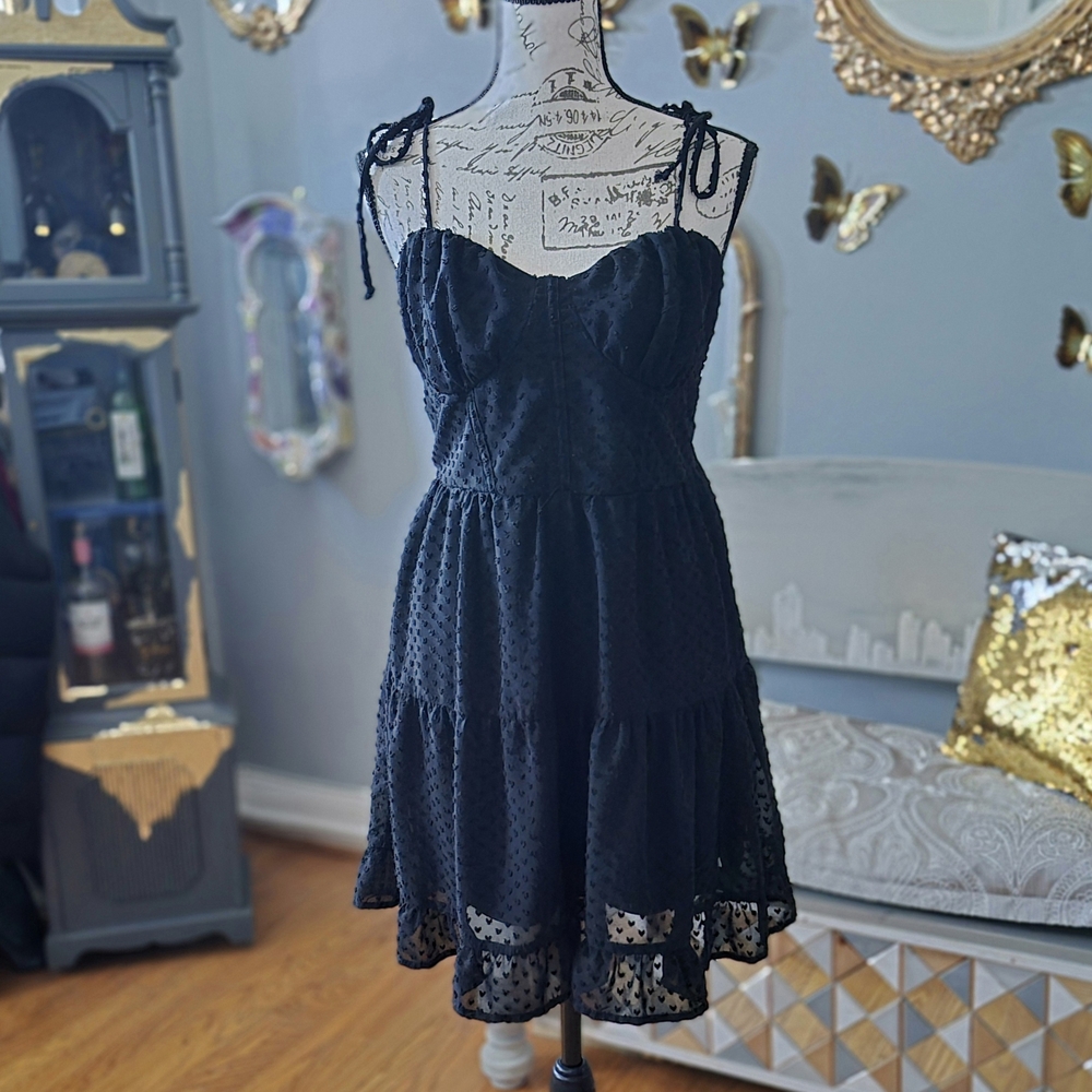 Wild Fable Coastal Cowgirl Whimsigoth Goth Black Mini Dress Medium